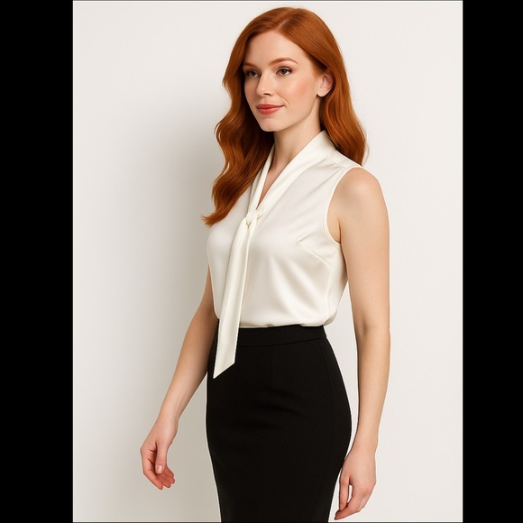 Anne Klein Satin Sleeveless dress shirt - Picture 2 of 4